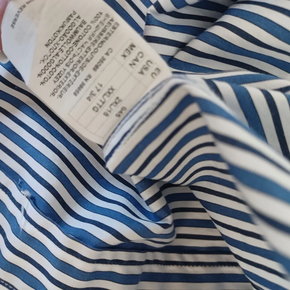 Paul‎ & Shark Shirt Mens XL 45 Blue Yellow Striped Adult Yachting Italy Made